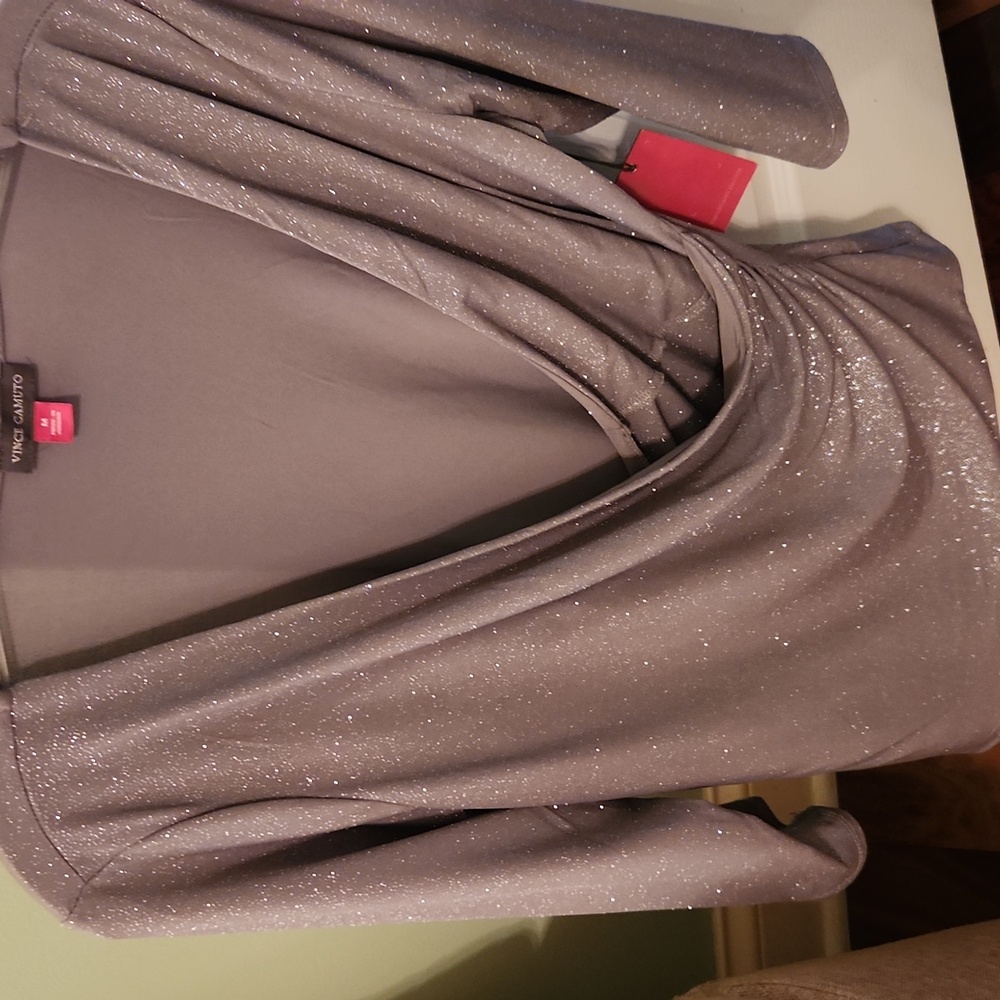 NWT Vince Camuto Shimmering Silver Top